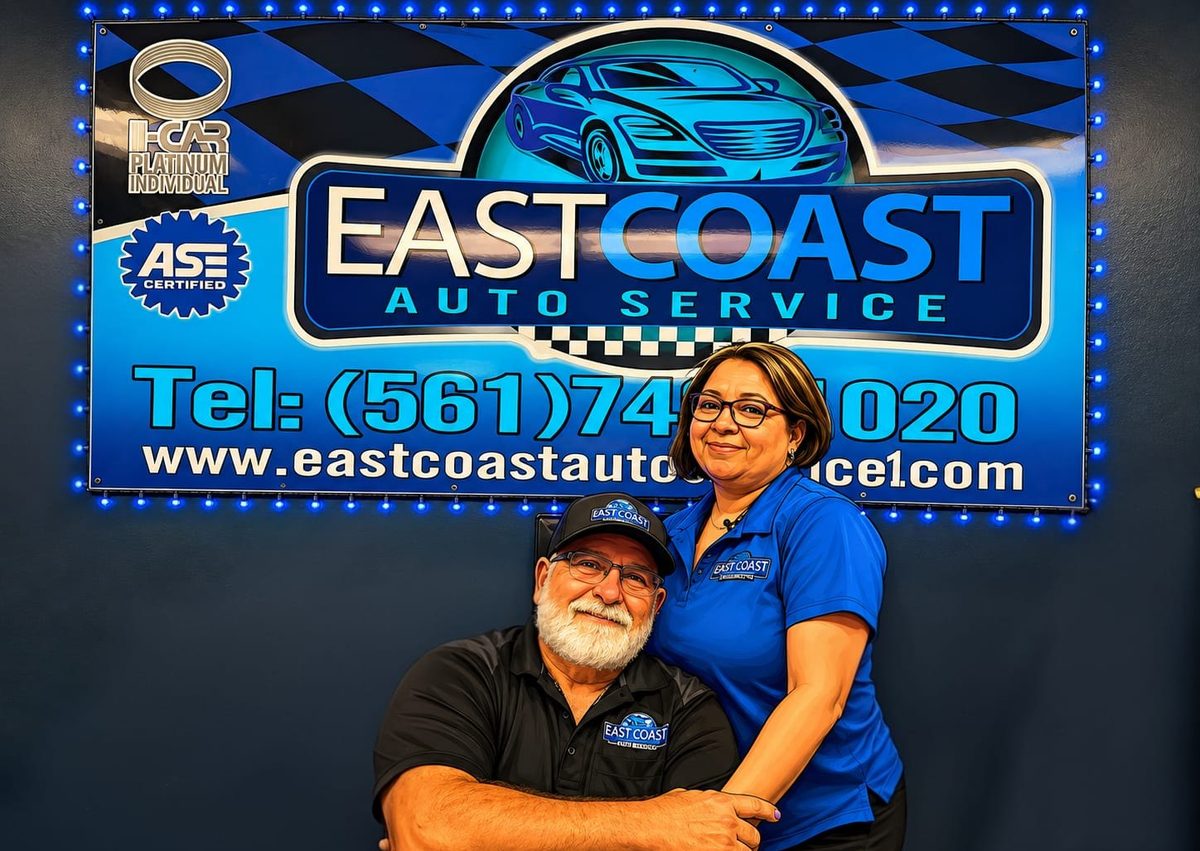 Owners of East Coast Auto Service INC at their Boynton Beach auto repair shop
